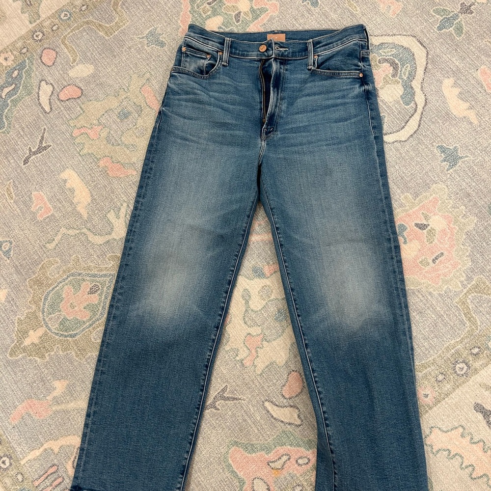 MOTHER Straight Leg Blue Jeans